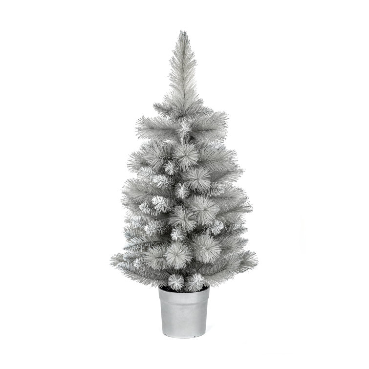 The Seasonal Aisle 3ft Artificial Silver Tip Fir Christmas Tree in Pot
